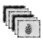 6'lı Siyah Beyaz Çam Ağacı & Kozalak Tasarımlı Amerikan Servis Seti Realhomes