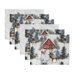 6'lı Bağ Evi Özel Tasarım Kış Temalı Amerikan Servis Seti Realhomes