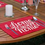 6'lı Özel Tasarım Home Sweet Home Kırmızı Temalı Amerikan Servis Seti Realhomes