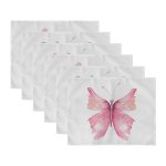 6'lı Renkli Suluboya Kelebek Çizimli Amerikan Servis Seti Realhomes