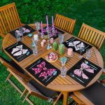 6'lı Siyah Zemin Pembe Kurdele Tasarımlı Amerikan Servis Seti Realhomes