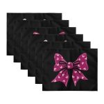 6'lı Siyah Zemin Pembe Kurdele Tasarımlı Amerikan Servis Seti Realhomes