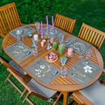 6'lı Gri Zeminde Rengarenk Çiçekler Özel Tasarımlı Amerikan Servis Seti Realhomes