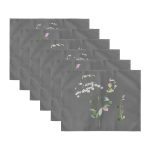 6'lı Gri Zeminde Rengarenk Çiçekler Özel Tasarımlı Amerikan Servis Seti Realhomes