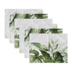 - Servis6li-Set502-Gorsel3 - Realhomes 6'lı Beyaz Zemin Yeşil Tropik Yaprak Motifli Amerikan Servis Seti Realhomes