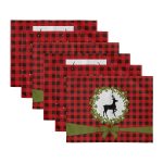 6'lı Kırmızı Ekose Mery Christmas Özel Tasarımlı Amerikan Servis Seti Realhomes