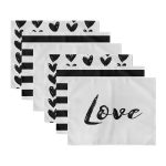 6'lı Siyah Beyaz Love Temalı Özel Tasarım Amerikan Servis Seti Realhomes