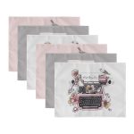 6'lı Renkli Zemin Antika Daktilo Çizimli Amerikan Servis Seti Realhomes