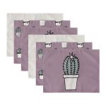 6'lı Mor Zemin Kaktüs Özel Tasarım Amerikan Servis Seti Realhomes