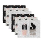 - Servis6li-Set532-Gorsel3 - Realhomes 6'lı Siyah Beyaz Zemin Kaktüs Çizimli Amerikan Servis Seti Realhomes