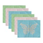 6'lı Renkli Zemin Papatya Kelebek Özel Tasarımlı Amerikan Servis Seti Realhomes