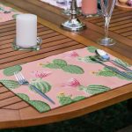 6'lı Pembe Zemin Kaktüs Tasarımlı Amerikan Servis Seti Realhomes