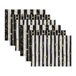 6'lı Gold Detaylı Siyah Beyaz Çizgiler Amerikan Servis Seti Realhomes