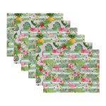 - Servis6li-Set66-Gorsel3 - Realhomes 6'lı Yeşillikler İçinde Flamingo Tasarımlı Amerikan Servis Seti Realhomes