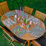 6'lı Siyah Beyaz Çizgili Flamingo Tasarımlı Amerikan Servis Seti Realhomes