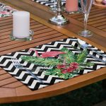 6'lı Siyah Beyaz Çizgili Flamingo Tasarımlı Amerikan Servis Seti Realhomes