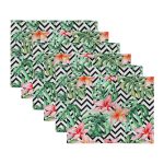 - Servis6li-Set71-Gorsel3 - Realhomes 6'lı Zigzag Üzerinde Tropik Yeşil Yaprak Tasarımlı Amerikan Servis Seti Realhomes