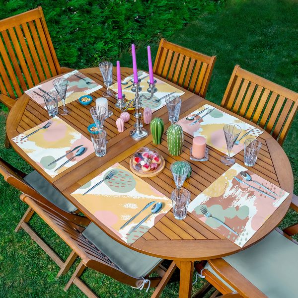 - Servis6li-Set80-Gorsel1 - Realhomes  6'lı Kırmızı Zemin Yelpazeli Japon Kadın Tasarımlı Amerikan Servis Seti Realhomes