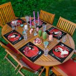 6'lı Kırmızı Zemin Japon Kadın Figürlü Özel Tasarım Amerikan Servis Seti Realhomes