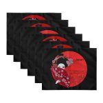 6'lı Kırmızı Zemin Japon Kadın Figürlü Özel Tasarım Amerikan Servis Seti Realhomes