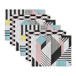 6'lı Renkli Geometrik Şekiller Özel Tasarım Amerikan Servis Seti Realhomes