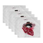 6'lı Kırmızı Yelpazeli Japon Kadın Özel Tasarım Amerikan Servis Seti Realhomes