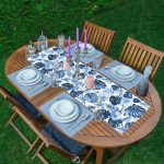 - ServisRunner-DuzRenkSet-3373-Mavi-Amazon-Yapraklari-Ozel-Tasarimli-1-Adet-Runner-4-Adet-Acik-Mavi-Renkli-Amerikan-Servis - Realhomes ServisRunner-DuzRenkSet-3373 Realhomes