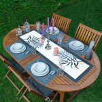 - ServisRunner-DuzRenkSet-7463-Beyaz-Zeminde-Renkli-Yaprak-Desenli-Modern-1-Adet-Runner-4-Adet-Mavi-Renkli-Amerikan-Servis - Realhomes ServisRunner-DuzRenkSet-7463 Realhomes