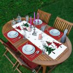 - ServisRunner-DuzRenkSet-8613-Beyaz-Zeminde-Ekose-Desenli-Cam-Agaci-Motifli-1-Adet-Runner-4-Adet-Kirmizi-Renkli-Amerikan-Servis - Realhomes ServisRunner-DuzRenkSet-8613 Realhomes