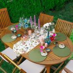 Realhomes Tropik Yaprak Tasarımlı Üçgen Püsküllü Runner 1 Adet & 6 Adet Yeşil Renkli Supla Realhomes