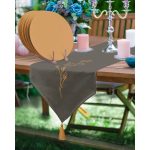 Realhomes Minimalist Tasarımlı Üçgen Püsküllü Runner 1 Adet & 6 Adet Hardal Renkli Supla Realhomes