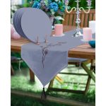 Realhomes Minimalist Tasarımlı Üçgen Püsküllü Runner 1 Adet & 6 Adet Lavanta Renkli Supla Realhomes