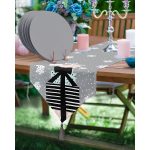 Realhomes Gri Kar Taneli Zemin Hediye Paketleri Üçgen Püsküllü Runner 1 Adet & 6 Adet Gri Renkli Supla Realhomes