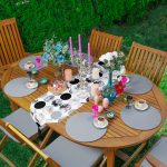 Realhomes Yuvarlak Mermer Desenli Üçgen Püsküllü Runner 1 Adet & 6 Adet Gri Renkli Supla Realhomes