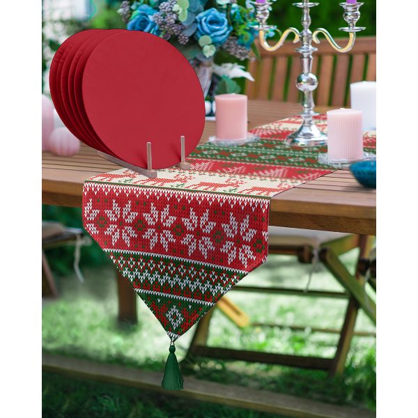 - SuplaRunner-DuzRenkSet-3024-Realhomes-Kanavice-Temali-Yilbasi-Temali-Ucgen-Puskullu-Runner-1-Adet-6-Adet-Kirmizi-Renkli-Supla - Realhomes  Realhomes Ortanca Çiçeği Tasarımlı Üçgen Püsküllü Runner 1 Adet & 6 Adet Pembe Renkli Supla Realhomes