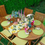 Realhomes Limon Dijital Baskılı Üçgen Püsküllü Runner 1 Adet & 6 Adet Açık Yeşil Renkli Supla Realhomes