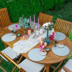 Realhomes Gold Detaylı Mavi Mermer Desenli Üçgen Püsküllü Runner 1 Adet & 6 Adet Mavi Renkli Supla Realhomes