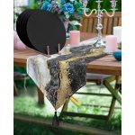 - SuplaRunner-DuzRenkSet-3132-Realhomes-Gold-Detayli-Mavi-Mermer-Desenli-Ucgen-Puskullu-Runner-1-Adet-6-Adet-Siyah-Renkli-Supla - Realhomes  Realhomes Gold Detaylı Mavi Mermer Desenli Üçgen Püsküllü Runner 1 Adet & 6 Adet Siyah Renkli Supla Realhomes