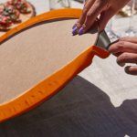 Realhomes Gold Detaylı Yaprak Tasarımlı Üçgen Püsküllü Runner 1 Adet & 6 Adet Turuncu Renkli Supla Realhomes