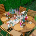 Realhomes Sanatsal Çizimler Üçgen Püsküllü Runner 1 Adet & 6 Adet Hardal Renkli Supla Realhomes