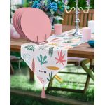 - SuplaRunner-DuzRenkSet-7022-Realhomes-Soft-Renkli-Tropik-Yapraklar-Ucgen-Puskullu-Runner-1-Adet-6-Adet-Pembe-Renkli-Supla - Realhomes  Realhomes Soft Renkli Tropik Yapraklar Üçgen Püsküllü Runner 1 Adet & 6 Adet Pembe Renkli Supla Realhomes