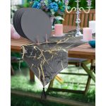 - SuplaRunner-DuzRenkSet-7224-Realhomes-Gold-Detayli-Siyah-Mermer-Motifli-Ucgen-Puskullu-Runner-1-Adet-6-Adet-Koyu-Gri-Renkli-Supla - Realhomes  Realhomes Gold Detaylı Siyah Mermer Motifli Üçgen Püsküllü Runner 1 Adet & 6 Adet Koyu Gri Renkli Supla Realhomes