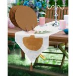 Realhomes Bohem Saksı Motifli Üçgen Püsküllü Runner 1 Adet & 6 Adet Kahverengi Renkli Supla Realhomes