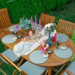 Realhomes Bohom Yosun Temalı Üçgen Püsküllü Runner 1 Adet & 6 Adet Açık Mavi Renkli Supla Realhomes