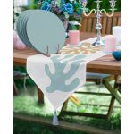 Realhomes Bohom Yosun Temalı Üçgen Püsküllü Runner 1 Adet & 6 Adet Açık Mavi Renkli Supla Realhomes