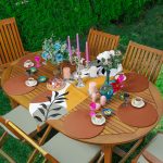 Realhomes Pastel Renkli Yaprak Tasarımlı Üçgen Püsküllü Runner 1 Adet & 6 Adet Kahverengi Renkli Supla Realhomes