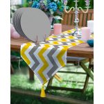 - SuplaRunner-DuzRenkSet-754-Realhomes-Sari-Gri-Zigzag-Tasarimli-Ucgen-Puskullu-Runner-1-Adet-6-Adet-Gri-Renkli-Supla - Realhomes  Realhomes Sarı & Gri Zigzag Tasarımlı Üçgen Püsküllü Runner 1 Adet & 6 Adet Gri Renkli Supla Realhomes