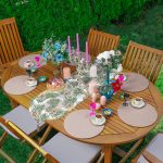 Realhomes Yılbaşı Temalı Kozalak Tasarımlı Üçgen Püsküllü Runner 1 Adet & 6 Adet Vizon Renkli Supla Realhomes