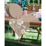 Realhomes Kahve Zemin Beyaz Çiçek Motifli Üçgen Püsküllü Runner 1 Adet & 6 Adet Kahve Rengarenk Supla Realhomes