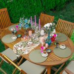 Realhomes Kurumuş Sonbahar Yaprakları Üçgen Püsküllü Runner 1 Adet & 6 Adet Yeşil Renkli Supla Realhomes